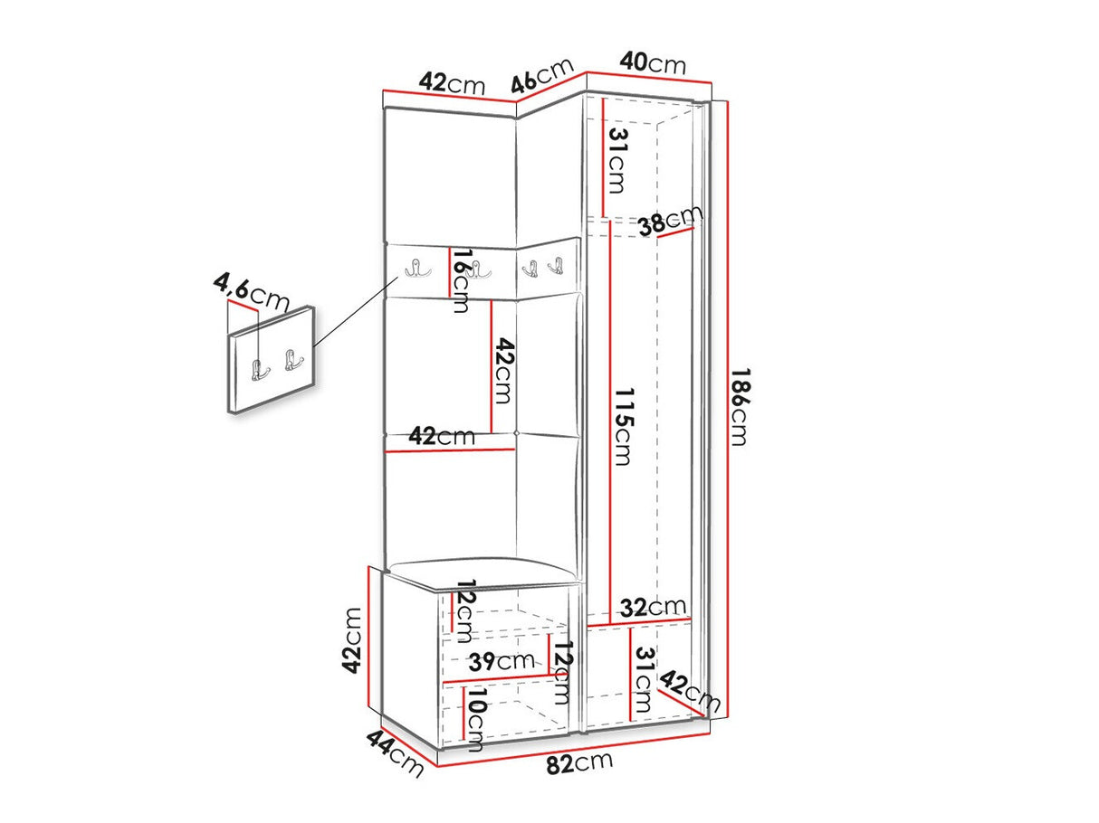Előszoba garnitúra ORION XXV (Tavasz XXV), Keret színe: Fehér, Puha falpanel színe: Manila 11