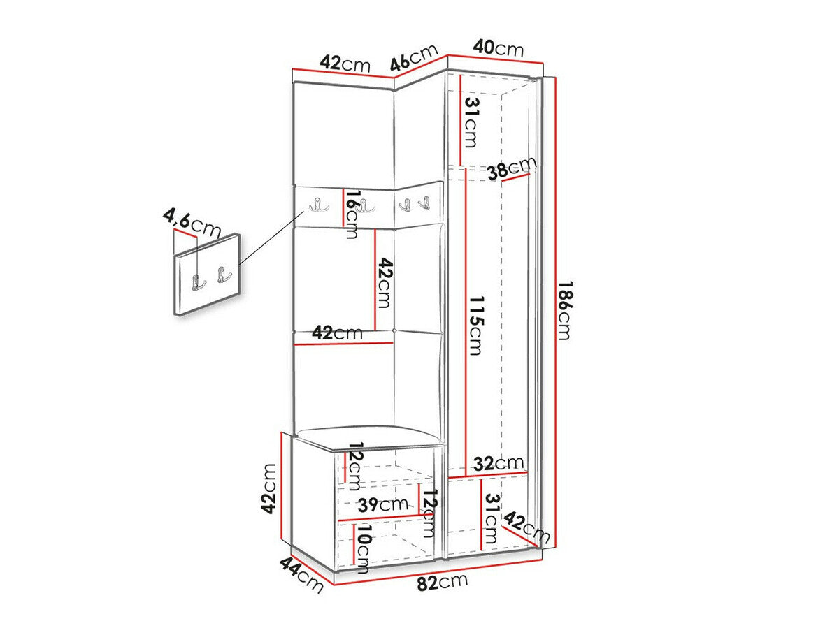 Előszoba garnitúra ORION XXV (Tavasz XXV), Keret színe: Fehér, Puha falpanel színe: Manila 16