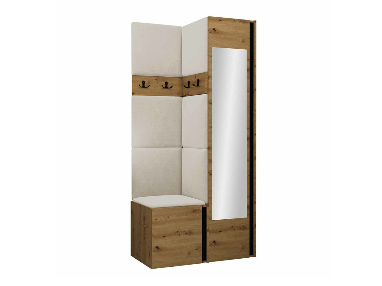 Előszoba garnitúra ORION XXV (Tavasz XXV), Keret színe: Artisan tölgy + Fekete, Puha falpanel színe: Manila 02