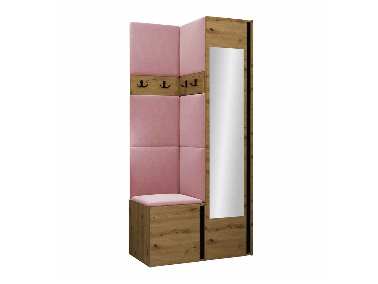 Előszoba garnitúra ORION XXV (Tavasz XXV), Keret színe: Artisan tölgy + Fekete, Puha falpanel színe: Manila 09