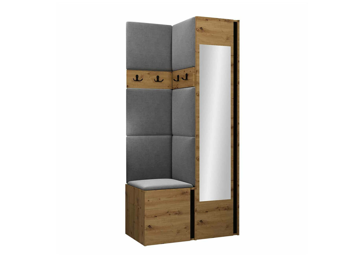 Előszoba garnitúra ORION XXV (Tavasz XXV), Keret színe: Artisan tölgy + Fekete, Puha falpanel színe: Manila 16