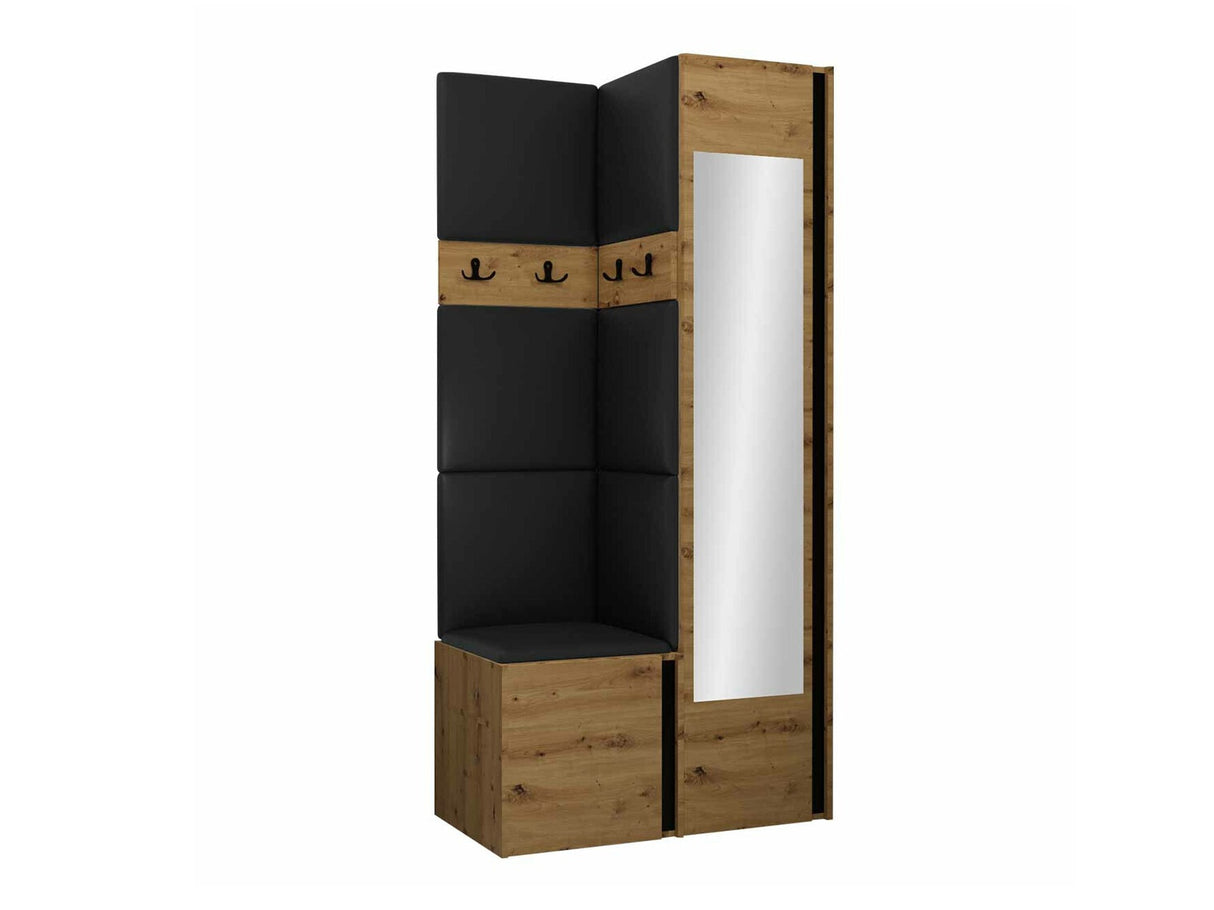Előszoba garnitúra ORION XXV (Tavasz XXV), Keret színe: Artisan tölgy + Fekete, Puha falpanel színe: Soft 011