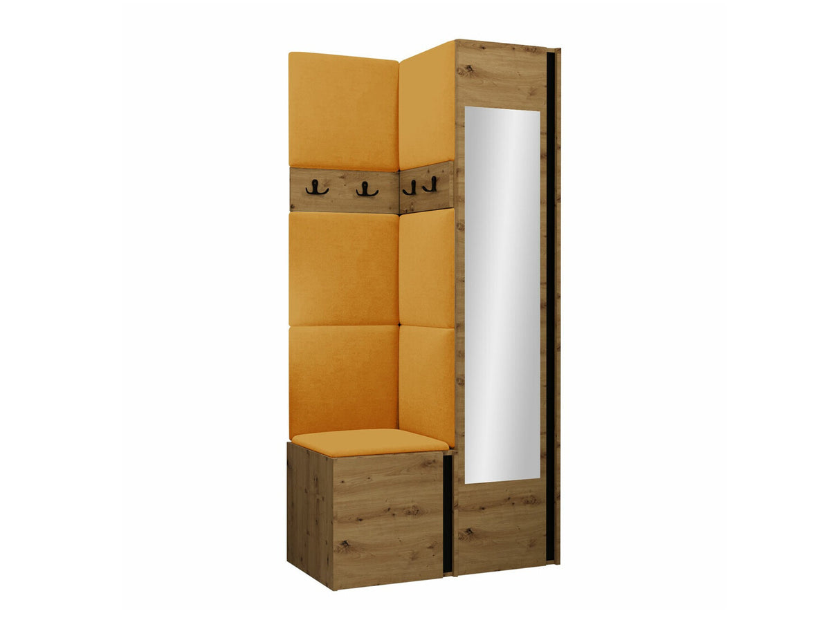 Előszoba garnitúra ORION XXV (Tavasz XXV), Keret színe: Artisan tölgy + Fekete, Puha falpanel színe: Manila 32