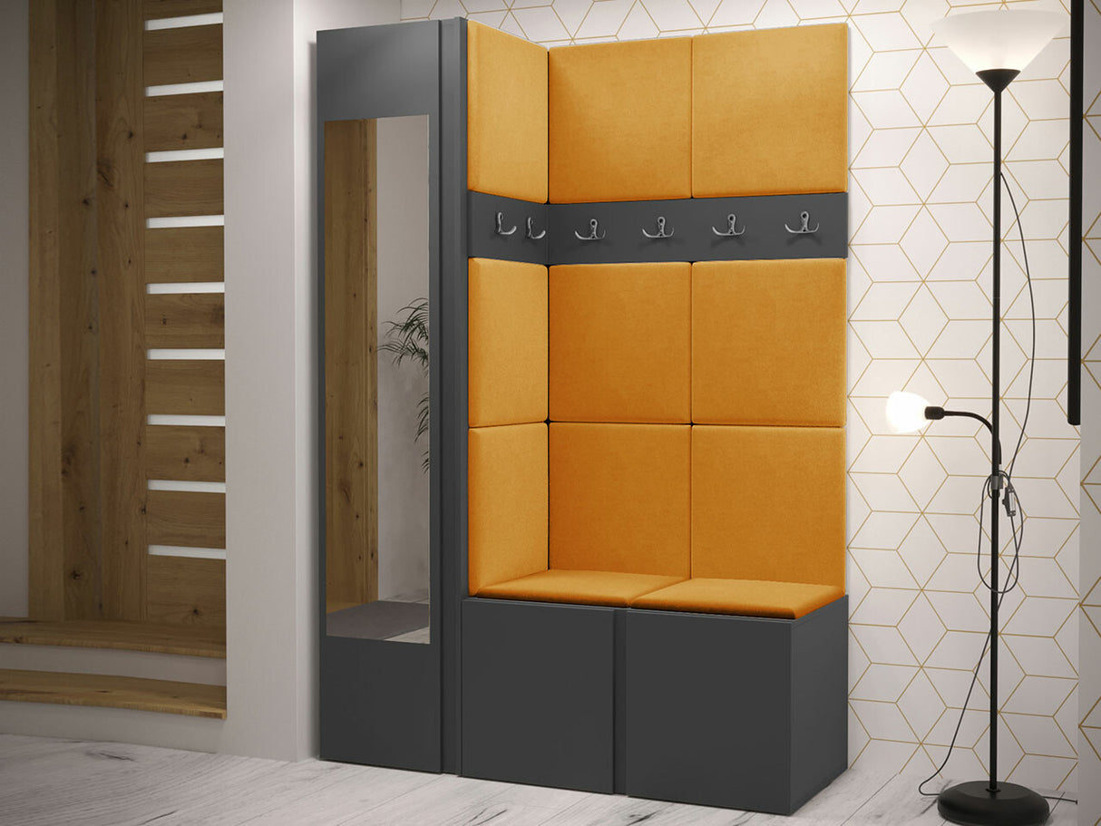 Előszoba garnitúra ORION X (Tavasz X), Keret színe: Grafit, Puha falpanel színe: Manila 32