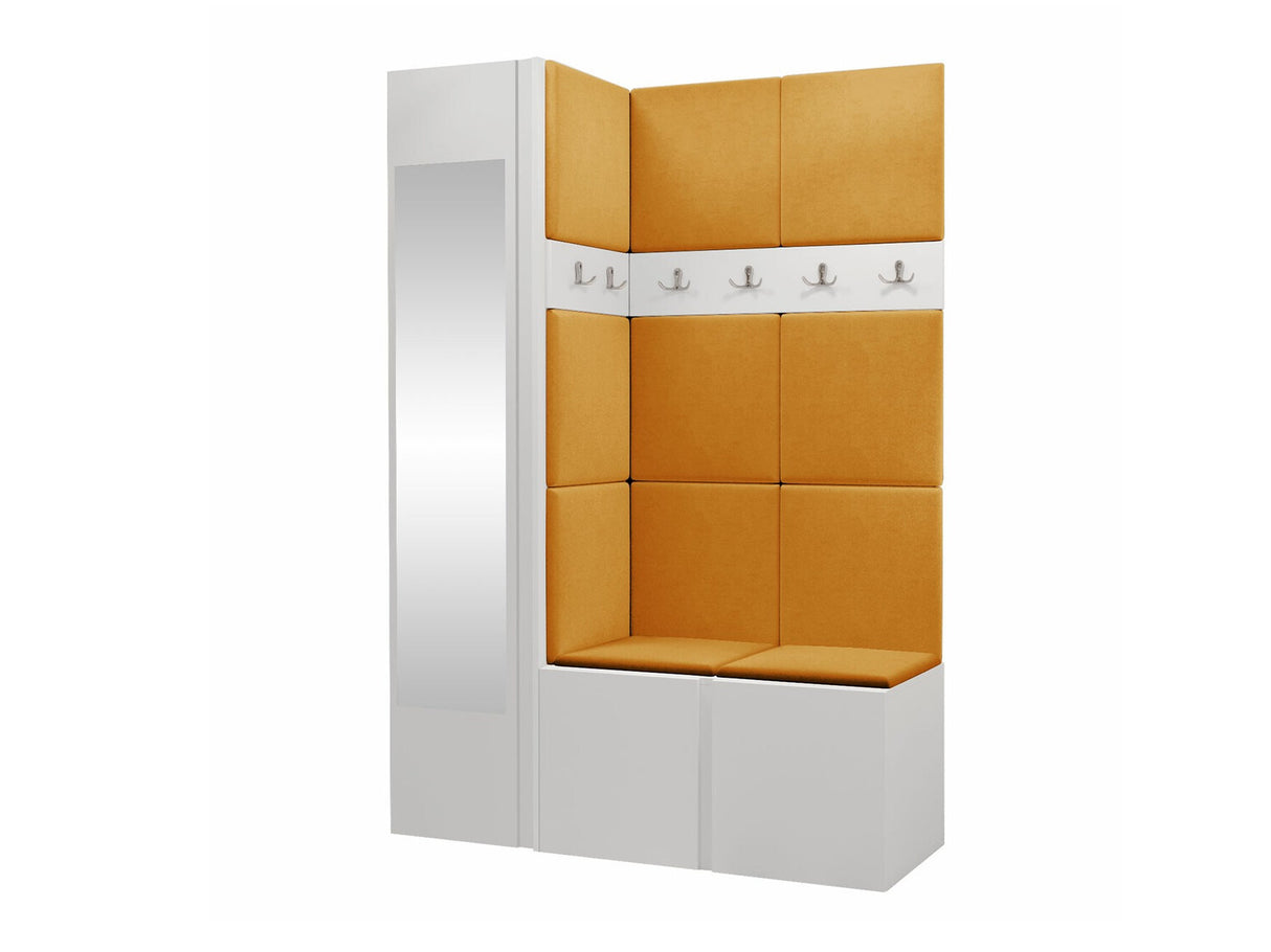 Előszoba garnitúra ORION X (Tavasz X), Keret színe: Fehér, Puha falpanel színe: Manila 32