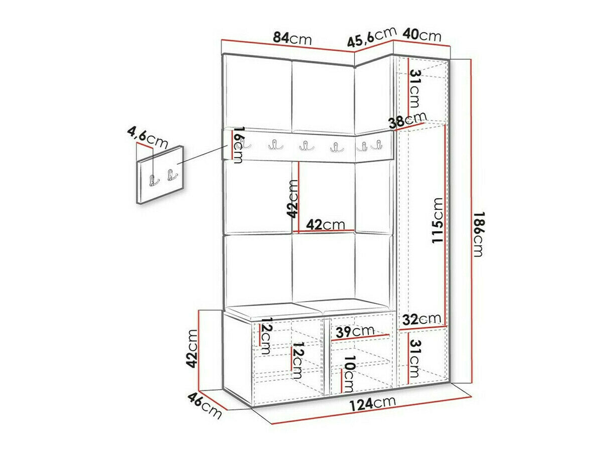 Előszoba garnitúra ORION X (Tavasz X), Keret színe: Grafit, Puha falpanel színe: Manila 32