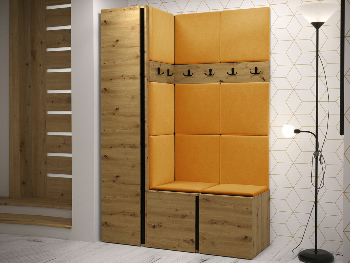 Előszoba garnitúra Zestaw ORION IX (Tavasz IX), Keret színe: Artisan tölgy, Puha falpanel színe: Manila 32