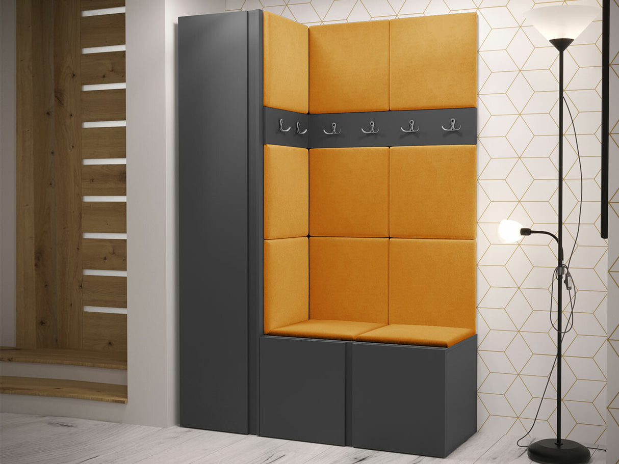 Előszoba garnitúra Zestaw ORION IX (Tavasz IX), Keret színe: Grafit, Puha falpanel színe: Manila 32