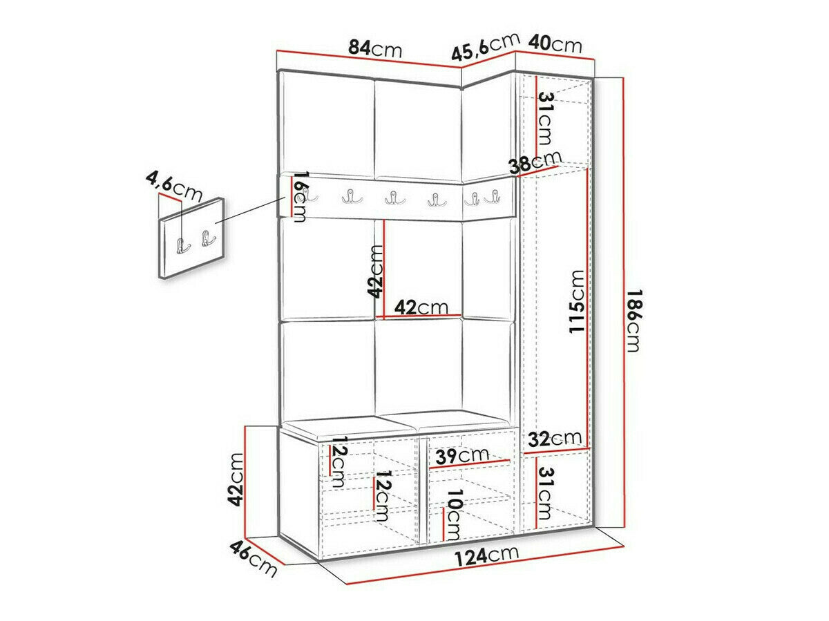 Előszoba garnitúra Zestaw ORION IX (Tavasz IX), Keret színe: Artisan tölgy, Puha falpanel színe: Manila 32