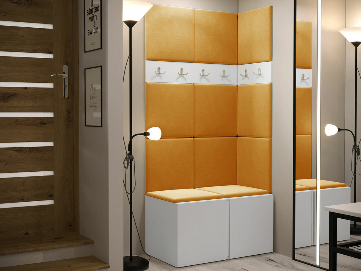 Előszoba garnitúra ORION I (Tavasz I), Keret színe: Fehér, Puha falpanel színe: Manila 32