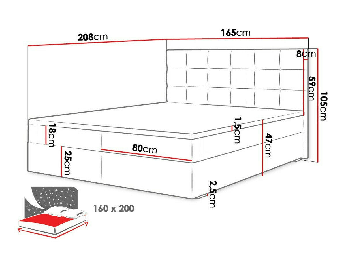 Kontinentális ágy FADO 2 (Derisio 2), Alvó felület mérete: 160 x 200 cm, Szín: Itaka 11