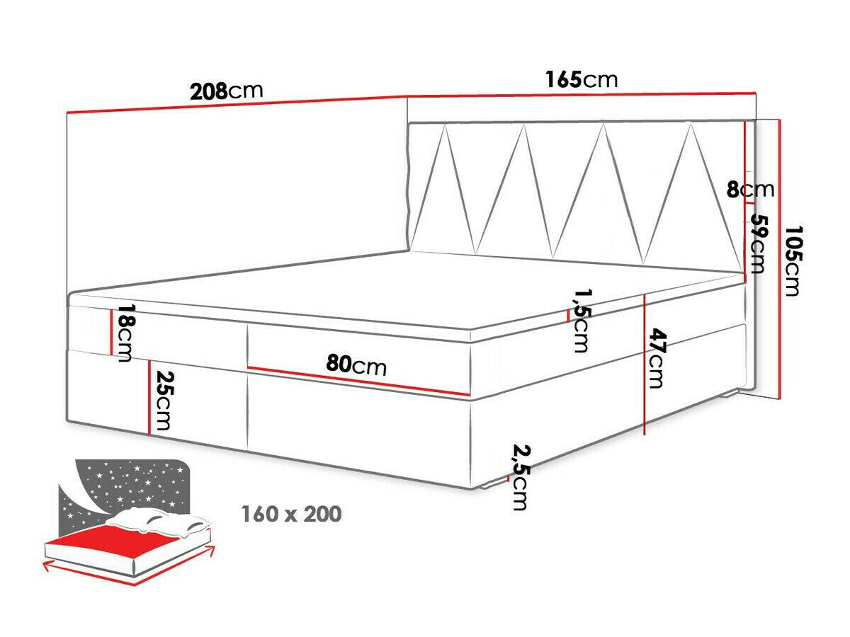 Kontinentális ágy FADO 3 (Derisio 3), Alvó felület mérete: 160 x 200 cm, Szín: Itaka 11