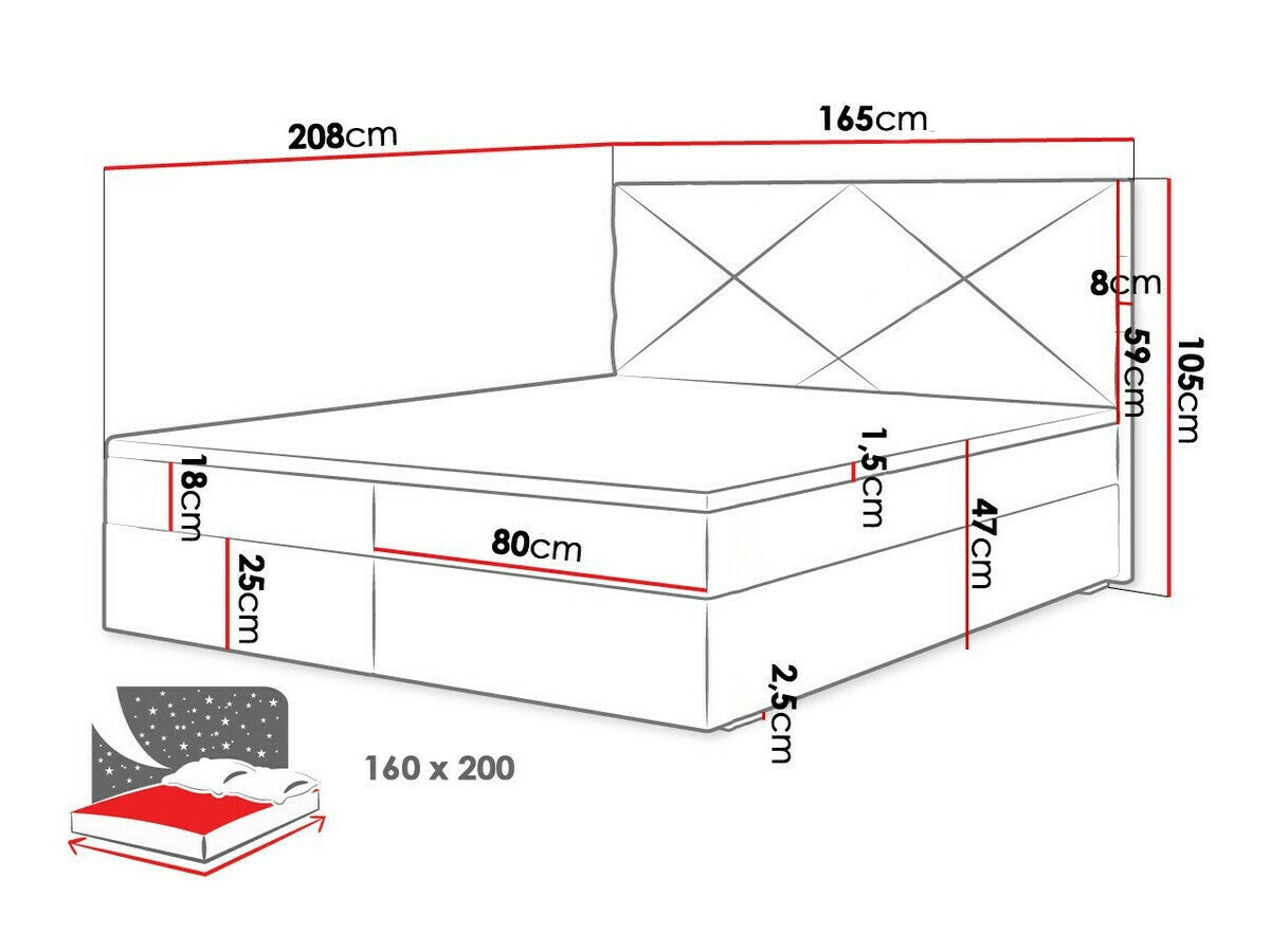 Kontinentális ágy FADO 4 (Derisio 4), Alvó felület mérete: 160 x 200 cm, Szín: Itaka 10