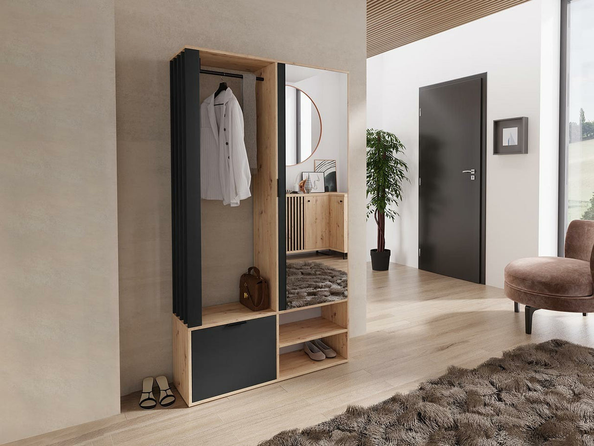 Előszoba garnitúra MILO (Frelio's), Szín: Artisan tölgy + Fekete