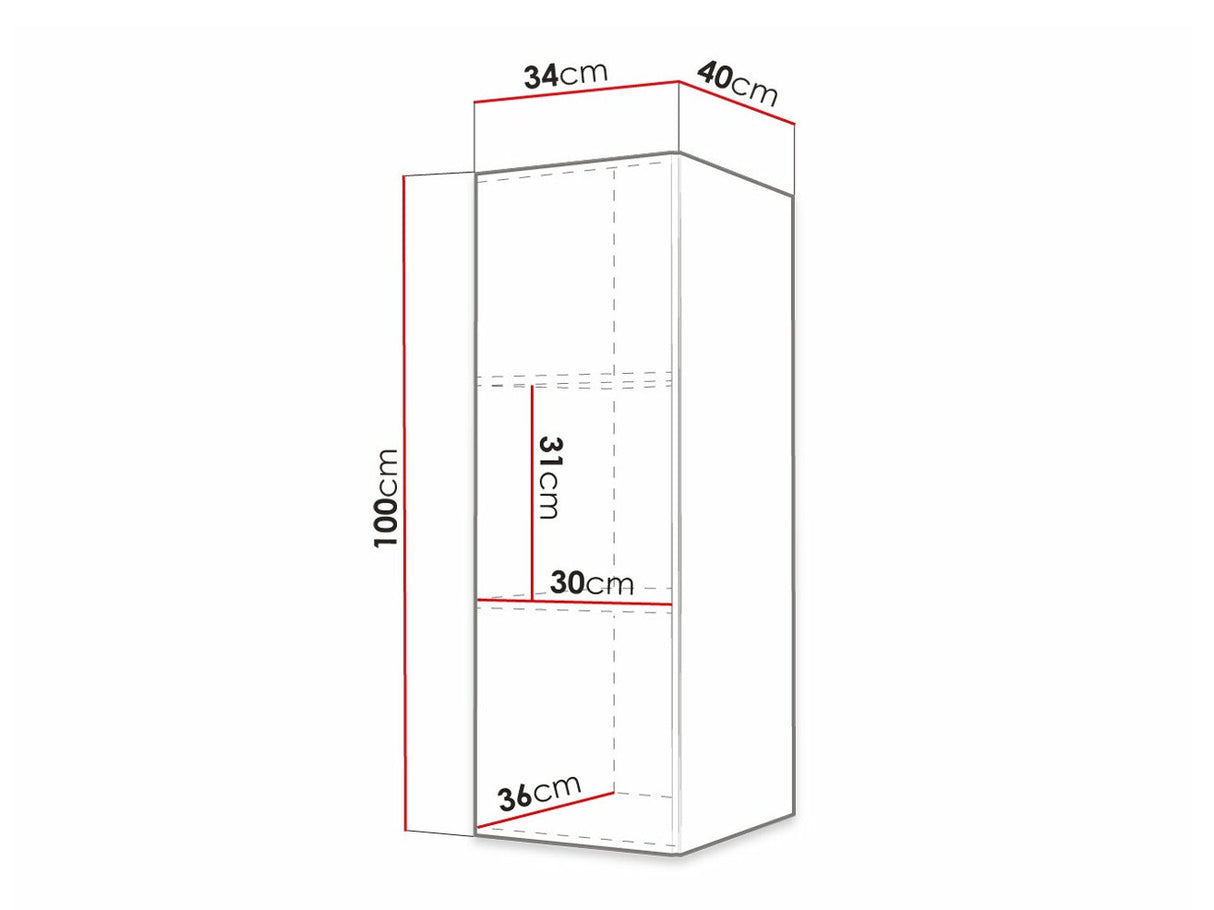 Fali szekrény Szafka pionemwa WALDI RIFLO SLIM 100, Szín: Fekete