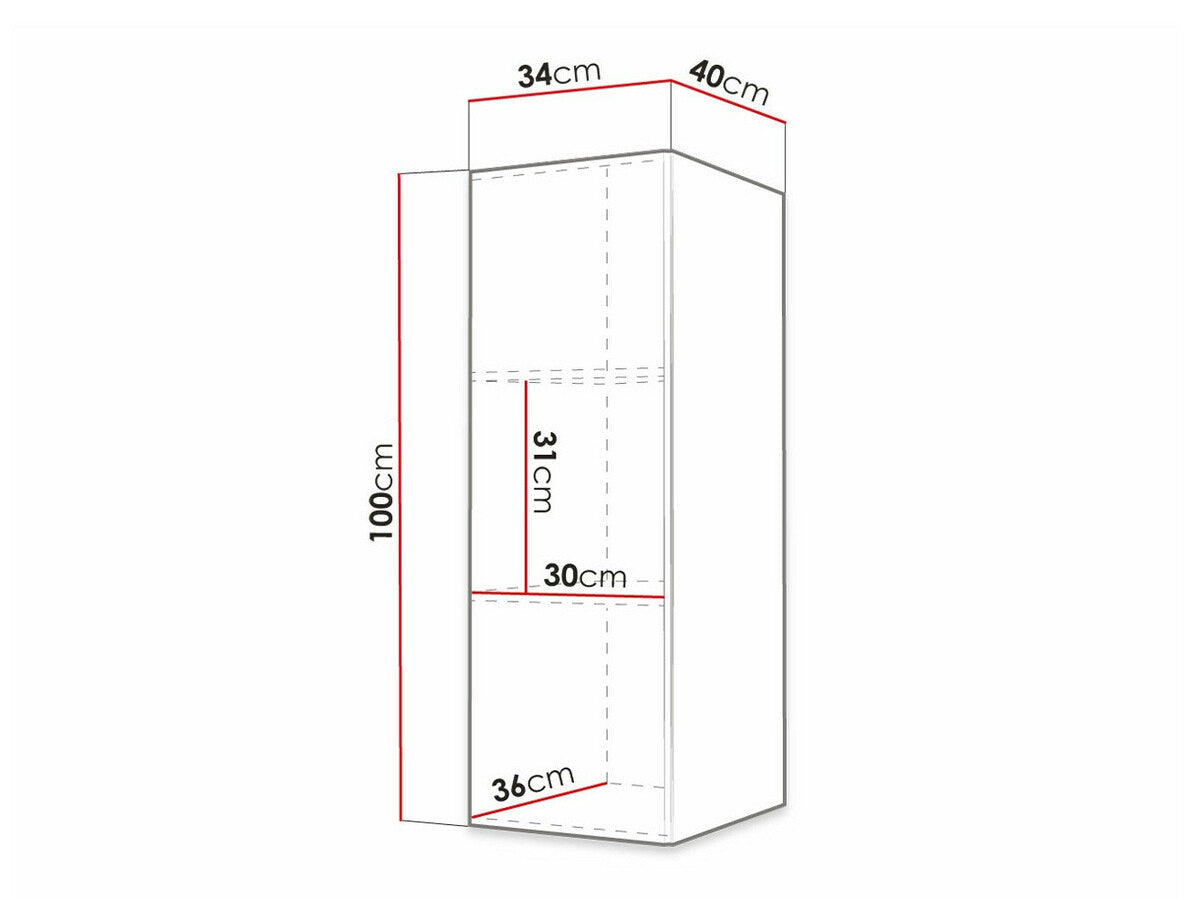 Fali szekrény Szafka pionemwa WALDI RIFLO SLIM 100, Szín: Fehér