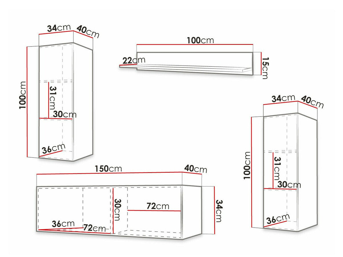 Nappali szett WALDI RIFLO SLIM IX (Towiro Slim I 9), Szín: Fehér