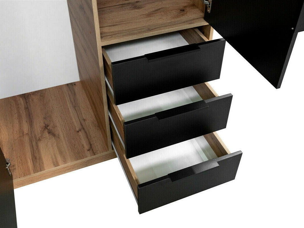 Gardróbszekrény BALI LUX D2, Wotan tölgy + Fekete