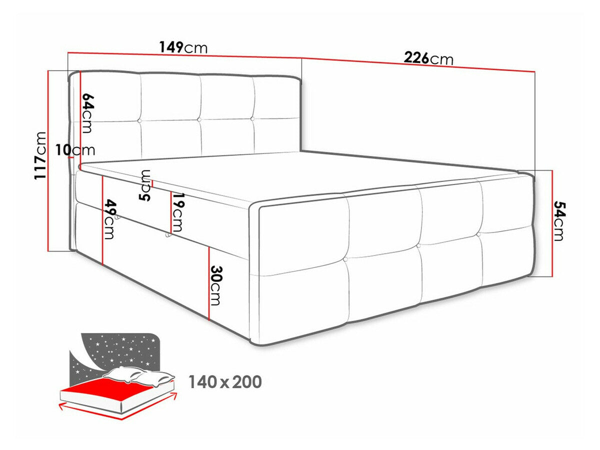 Kontinentális ágy FUEGO (Mauliko), Szín: Fresh 13, Alvó felület mérete: 140 x 200 cm