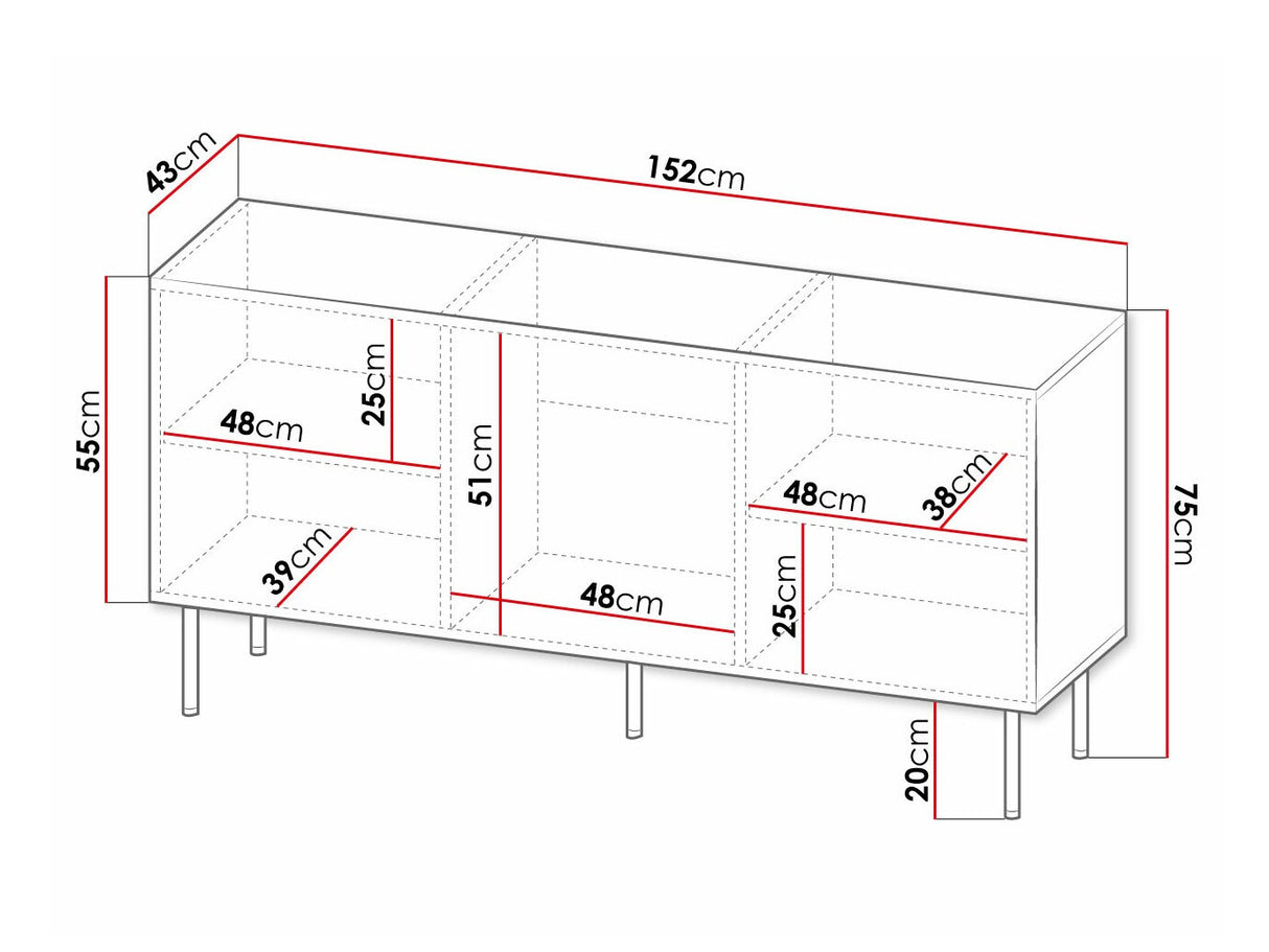 Szekrény HOLE 152 (Erizerto), Szín: Fehér + Fekete