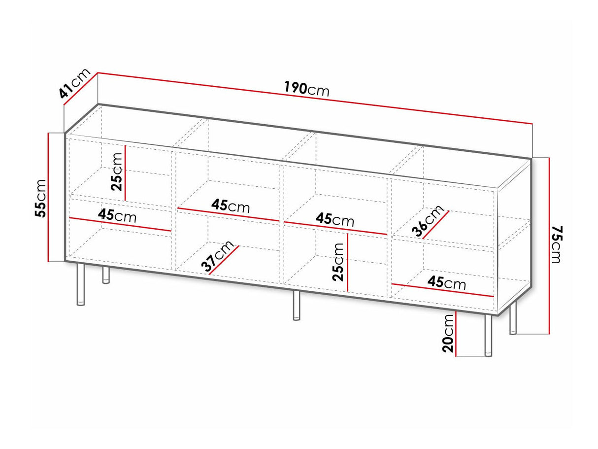 Szekrény HOLE 190 (Erizerto), Szín: Fehér + Fekete