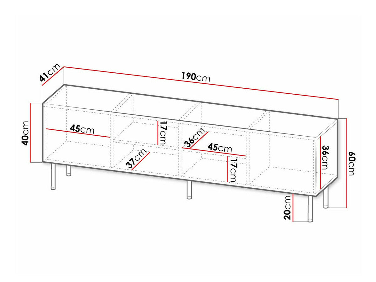 TV-állvány HOLE 190 (Erizerto), Szín: Fekete + Aranysárga