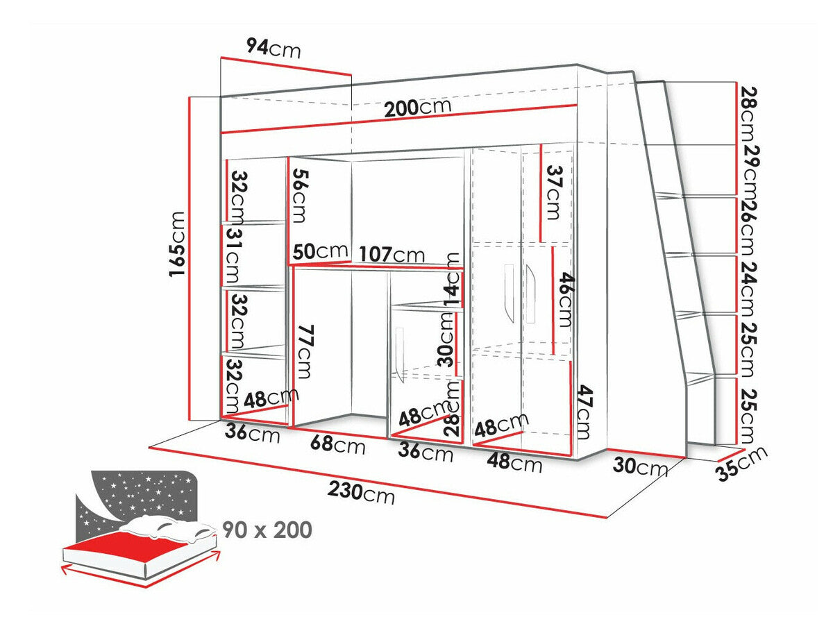 Galériaágy PARTY 15 (Pen 15), Szín: Fehér + Fényes fehér + Szürke
