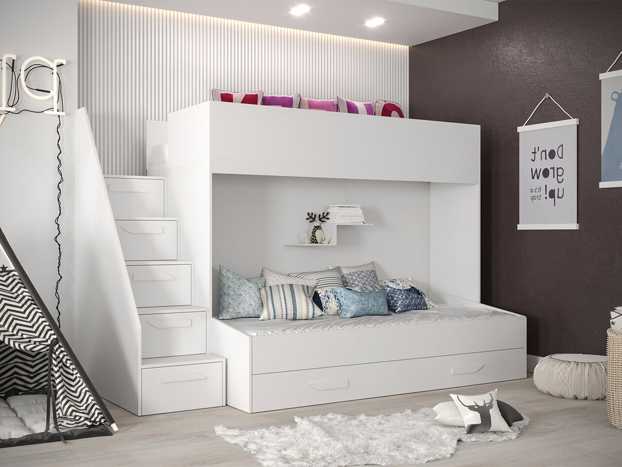 Emeletes ágy PARTY 16 (Pen 16), Szín: Fehér + Fényes fehér