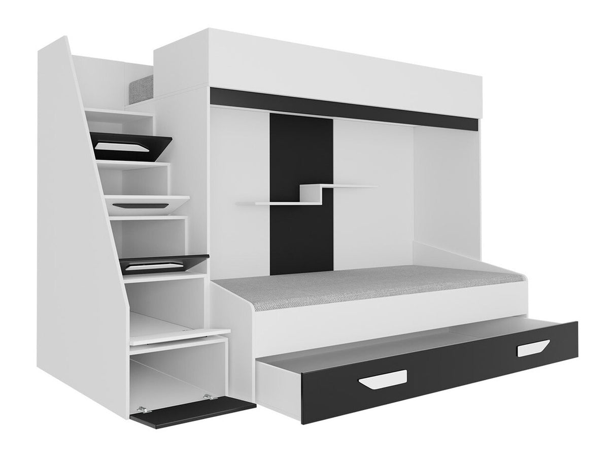 Emeletes ágy PARTY 16 (Pen 16), Szín: Fehér + Fényes Türkiz + Fényes fehér