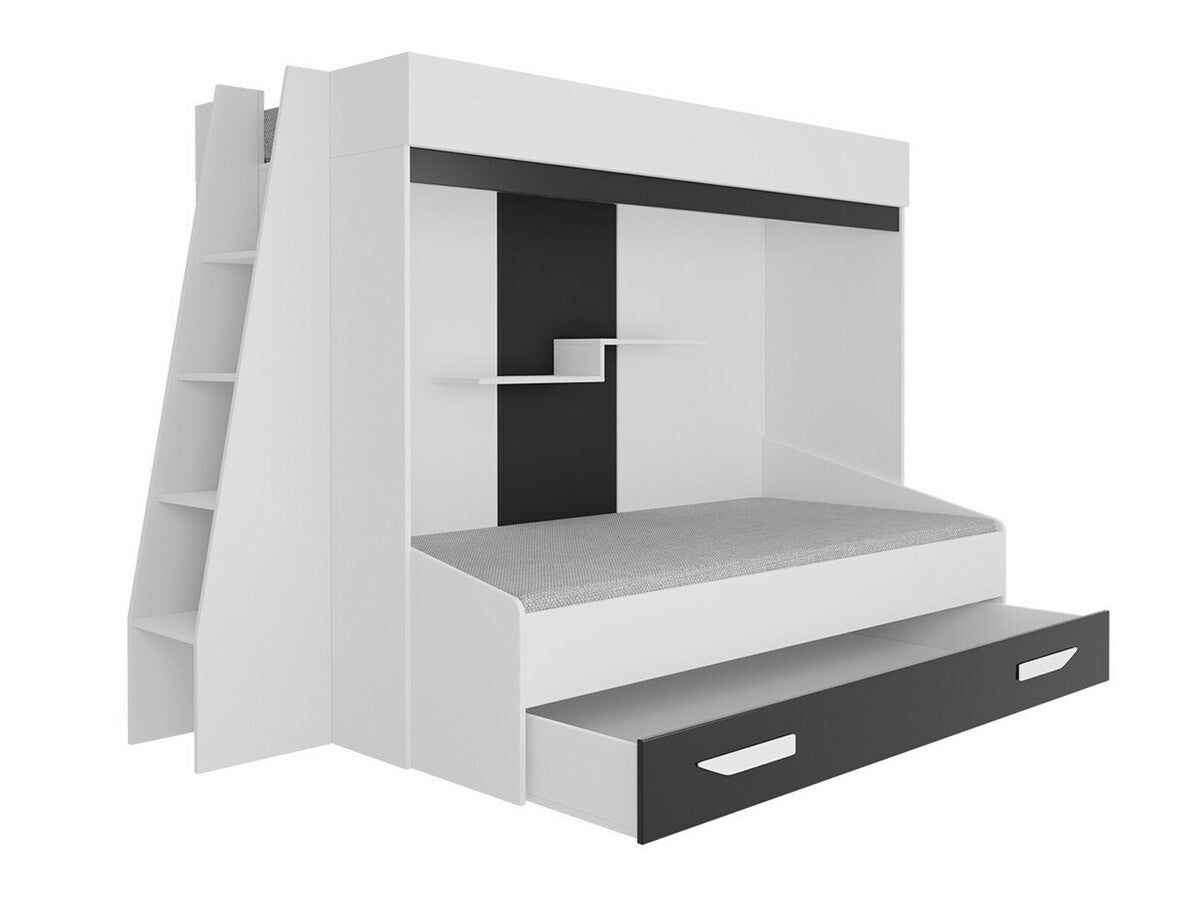 Emeletes ágy PARTY 17 (Pen 17), Szín: Fehér + Fényes szürke + Fényes fehér