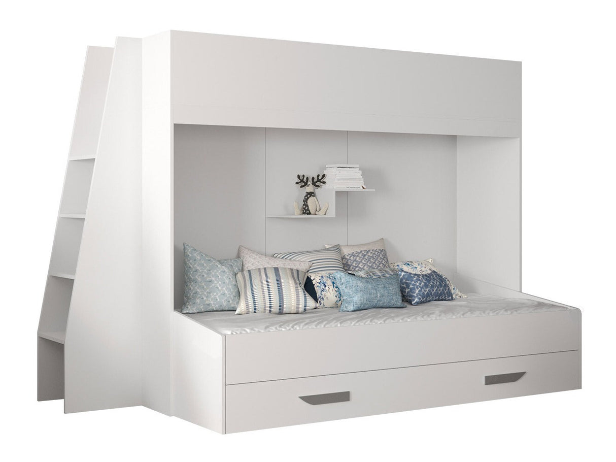 Emeletes ágy PARTY 17 (Pen 17), Szín: Fehér + Fényes fehér + Szürke