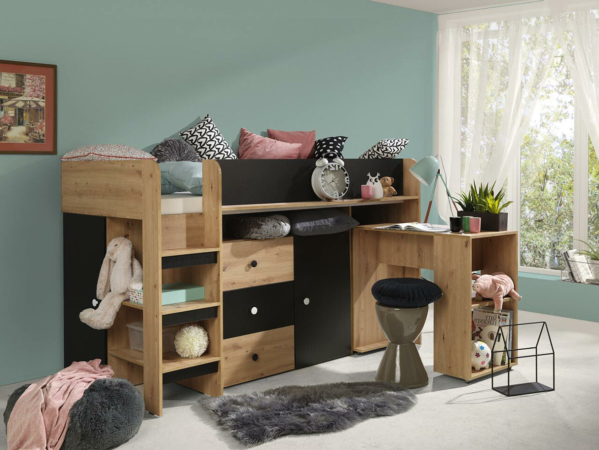 Galériaágy SMART 1, Szín: Artisan tölgy + Fekete