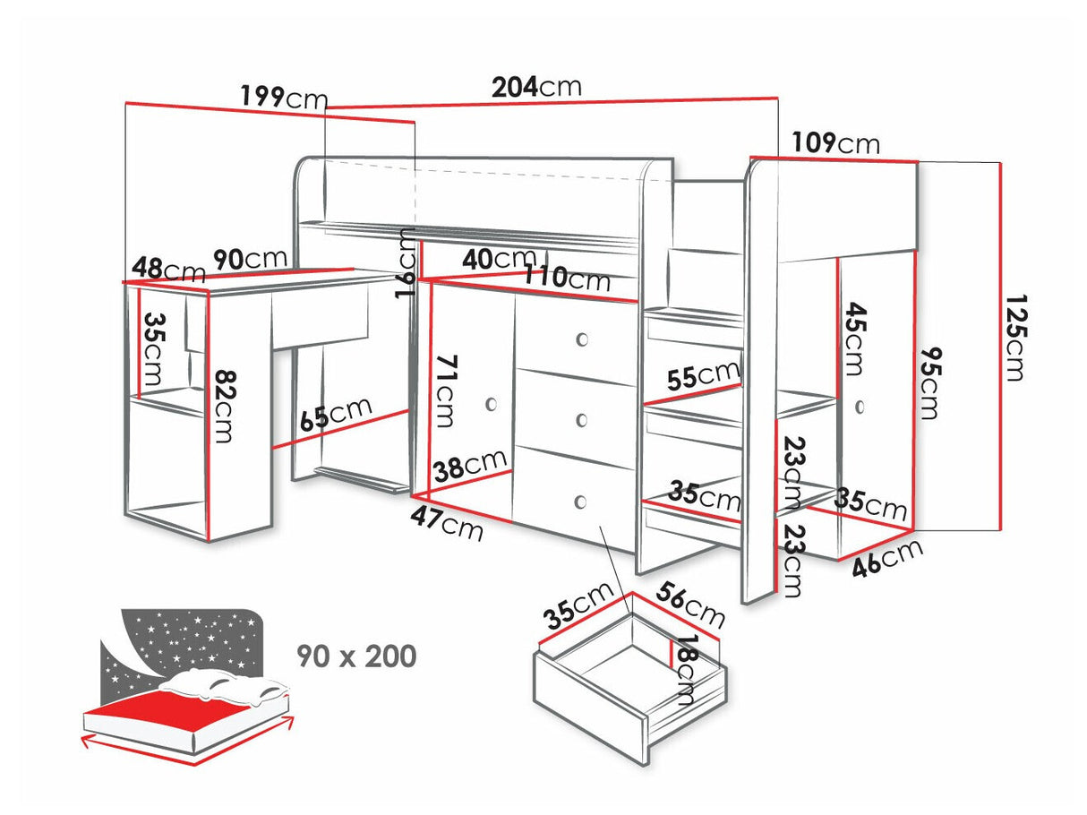Galériaágy SMART 1, Szín: Artisan tölgy + Fekete