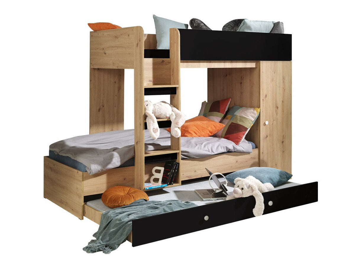 Emeletes ágy SMART 2, Szín: Artisan tölgy + Fekete