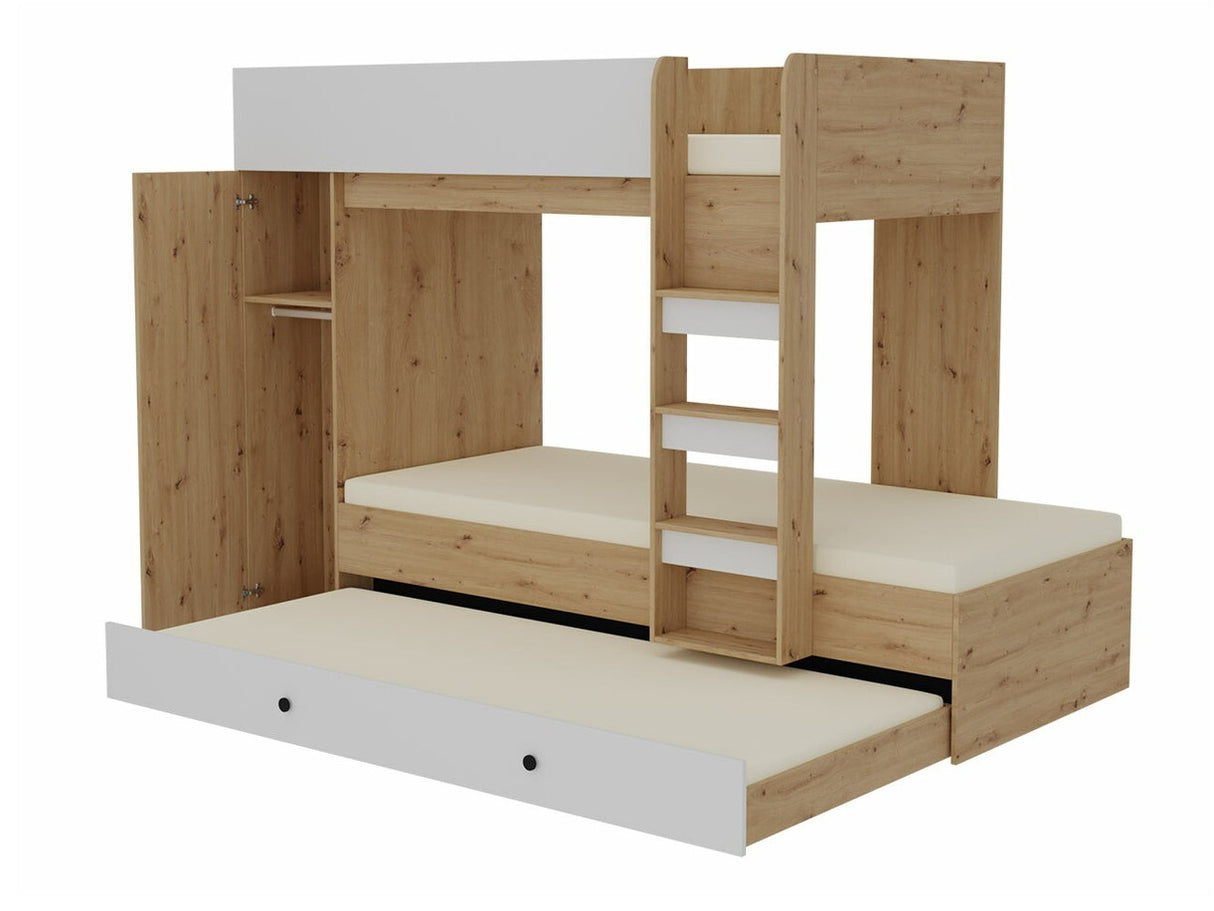 Emeletes ágy SMART 2, Szín: Artisan tölgy + Fekete