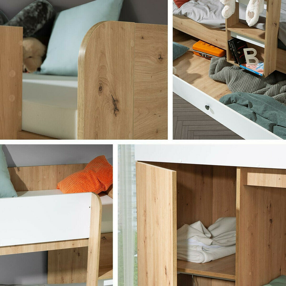 Emeletes ágy SMART 2, Szín: Artisan tölgy + Fehér