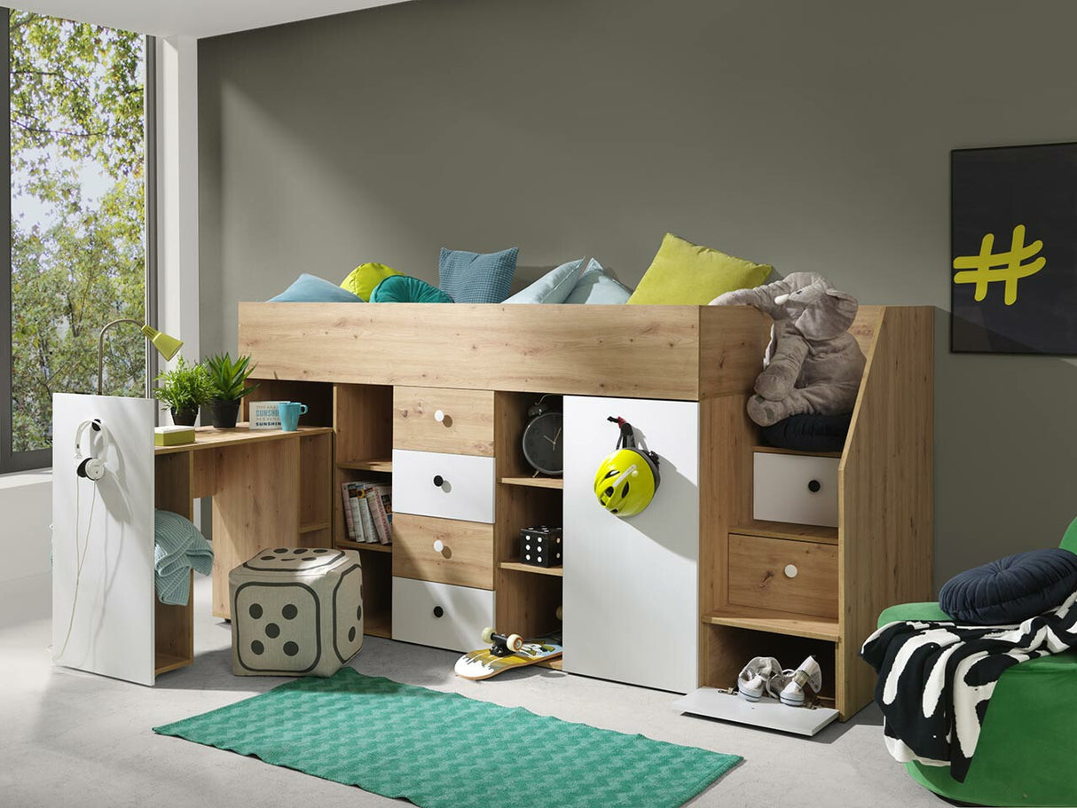 Galériaágy SMART 3, Szín: Artisan tölgy + Fehér, Változatok: Jobbos