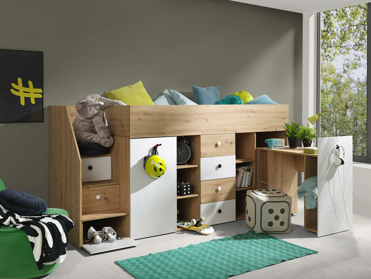 Galériaágy SMART 3, Szín: Artisan tölgy + Fehér, Változatok: Balos