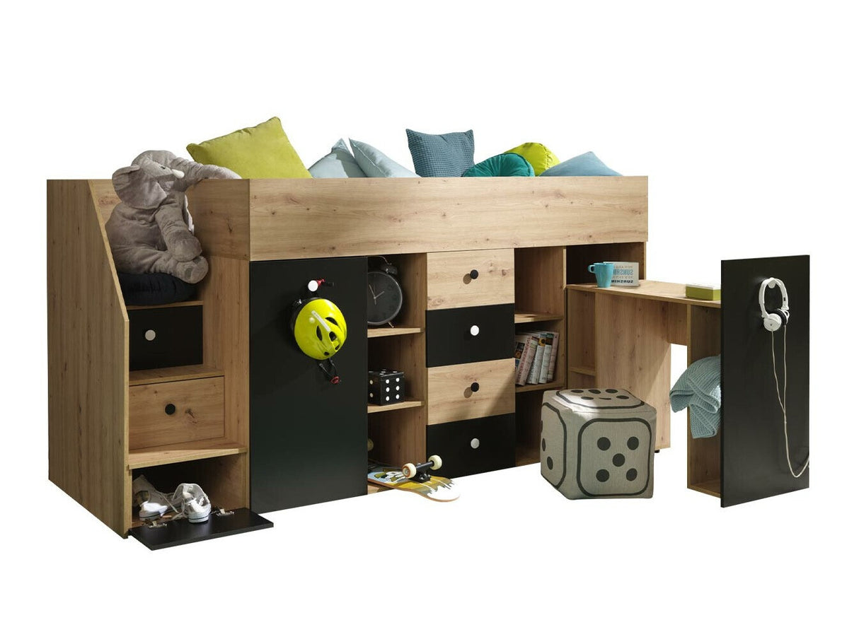 Galériaágy SMART 3, Szín: Artisan tölgy + Fekete, Változatok: Balos