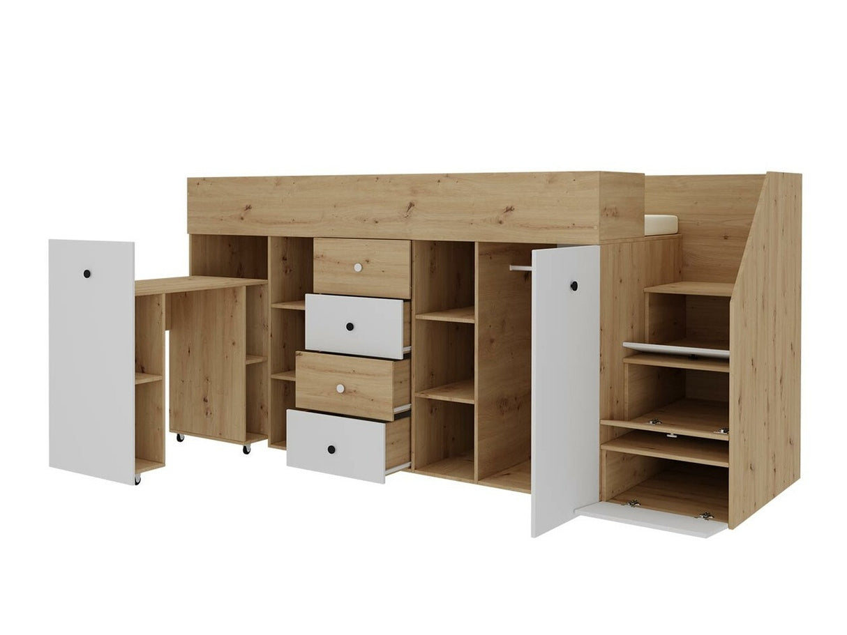 Galériaágy SMART 3, Szín: Artisan tölgy + Fekete, Változatok: Balos