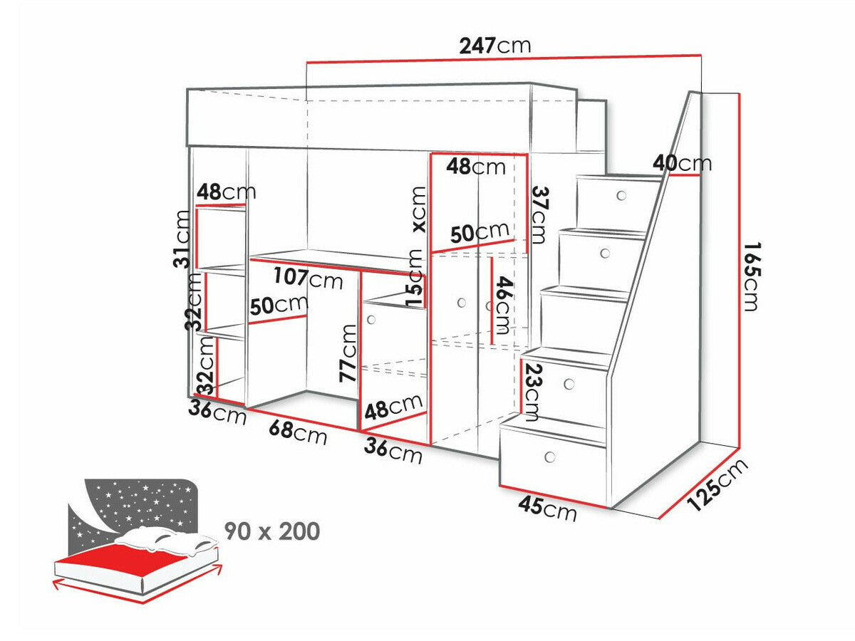 Galériaágy SMART 14, Szín: Artisan tölgy + Fehér