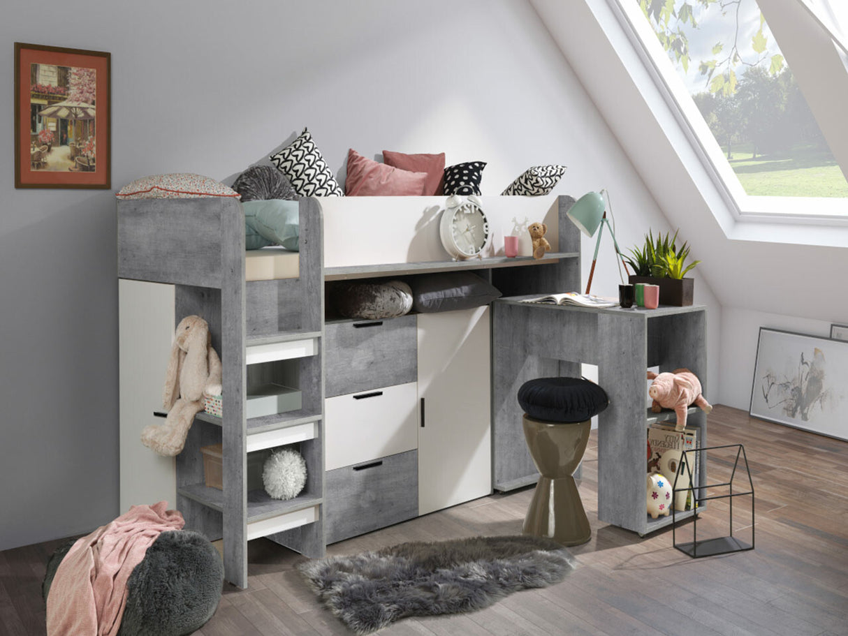 Galériaágy KONKRET 1, Szín: Beton + Fehér