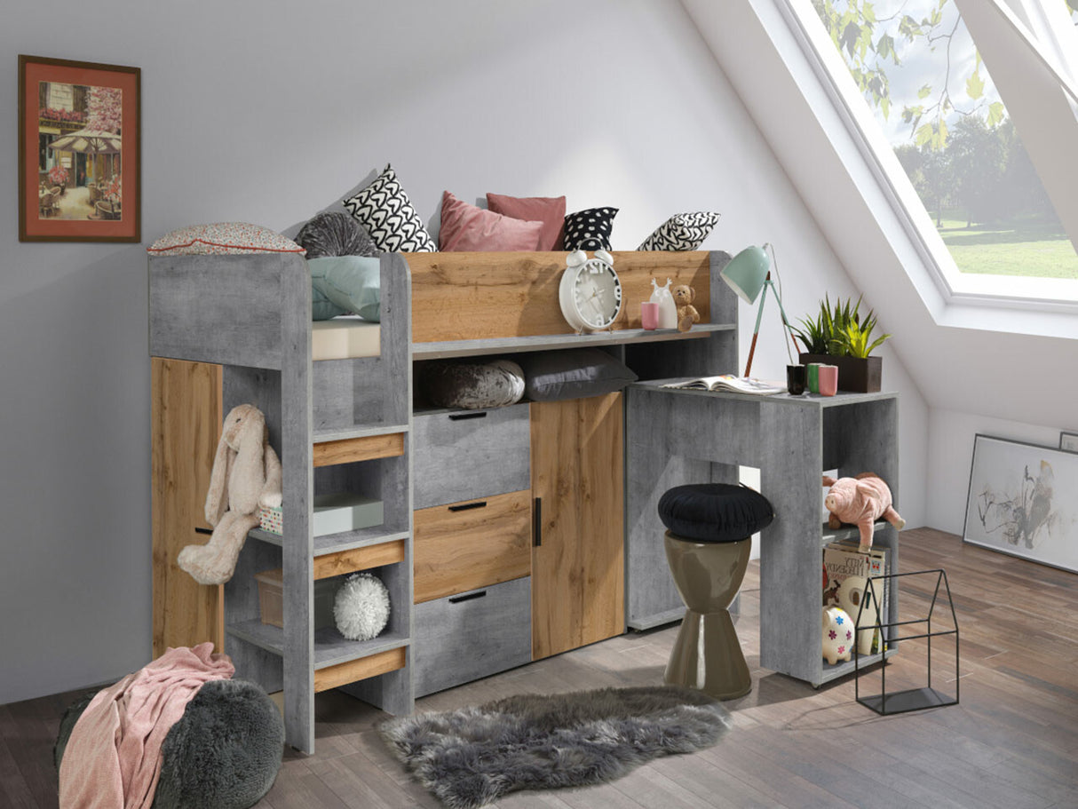 Galériaágy KONKRET 1, Szín: Beton + Wotan tölgy