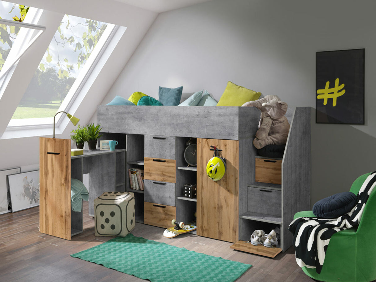 Galériaágy KONKRET 3, Szín: Beton + Wotan tölgy, Változatok: Jobbos