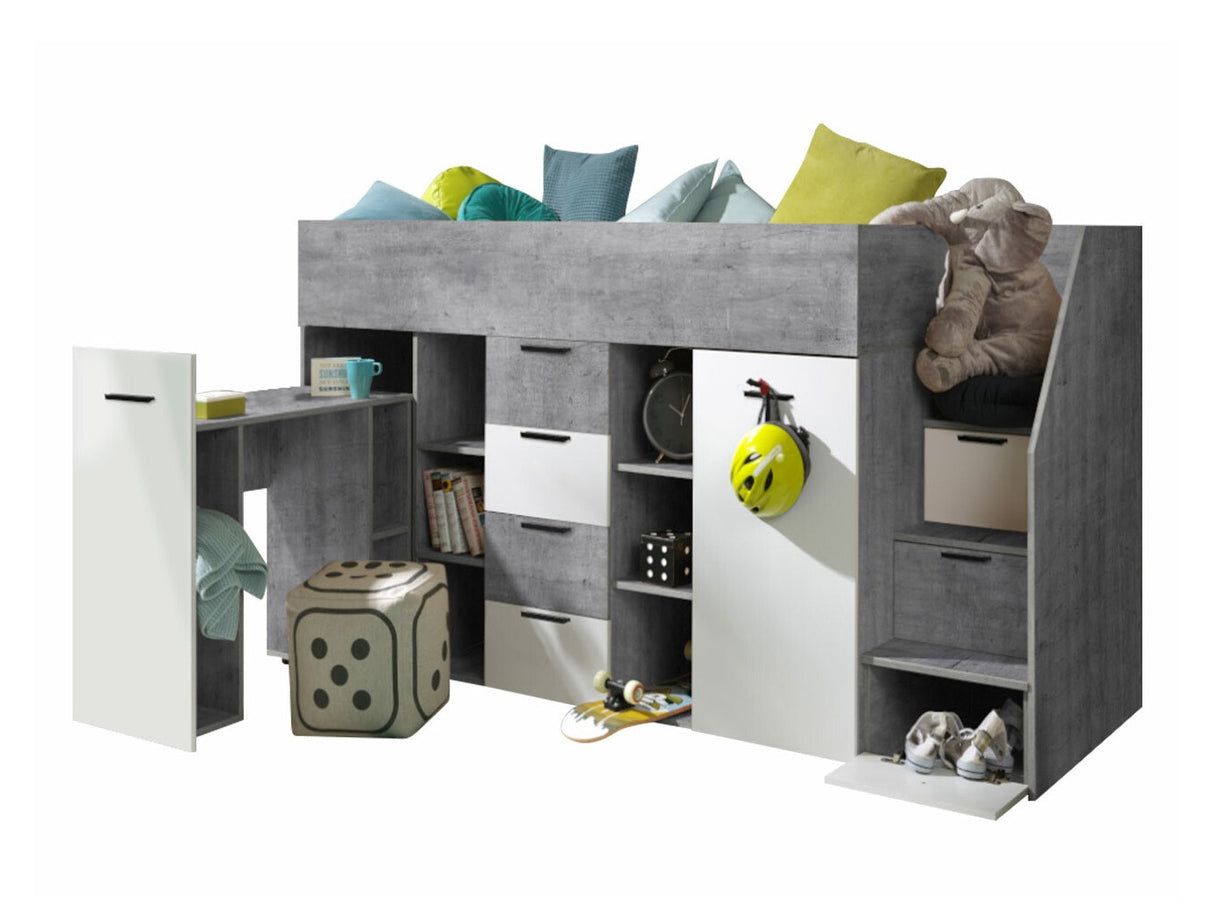 Galériaágy KONKRET 3, Szín: Beton + Fehér, Változatok: Jobbos