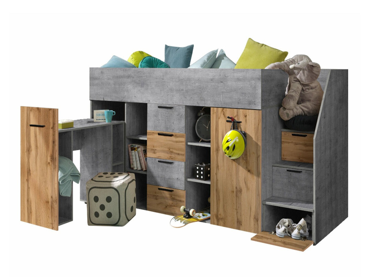 Galériaágy KONKRET 3, Szín: Beton + Wotan tölgy, Változatok: Jobbos