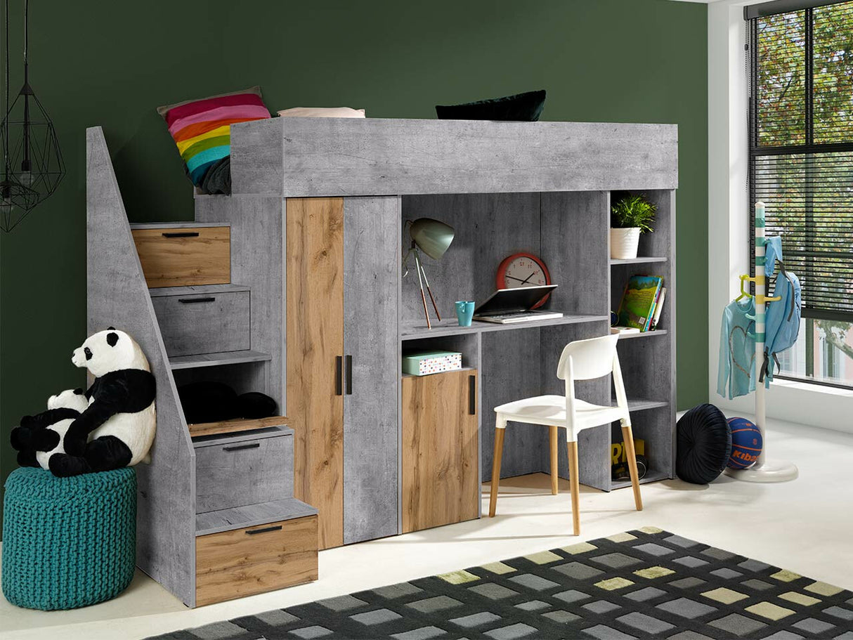 Galériaágy KONKRET 14, Szín: Beton + Wotan tölgy