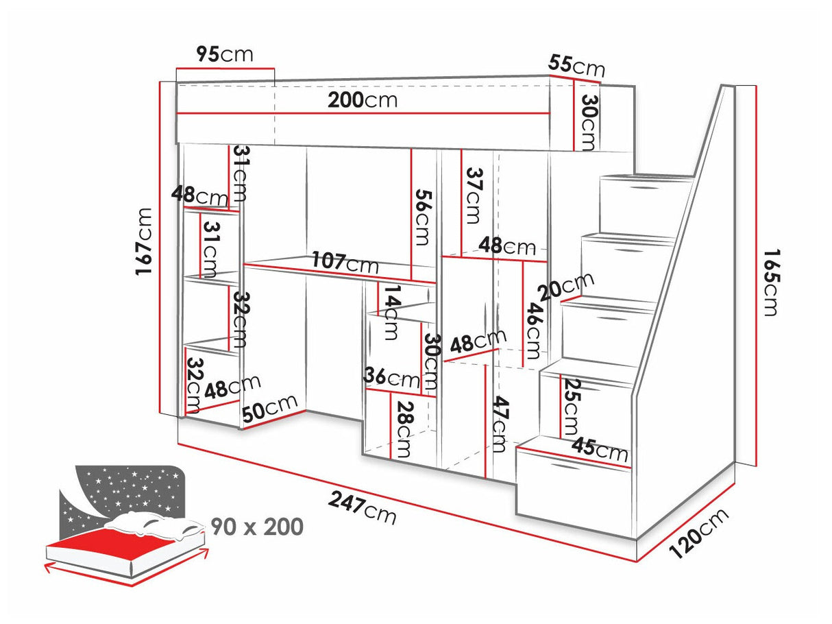 Galériaágy KONKRET 14, Szín: Beton + Fehér