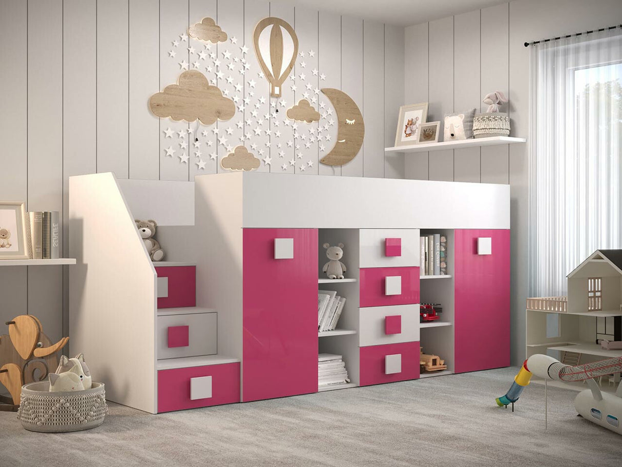 Galériaágy TOLEDO 3, Szín: Fehér + Fényes rózsaszínű + Fényes fehér, Változatok: Balos