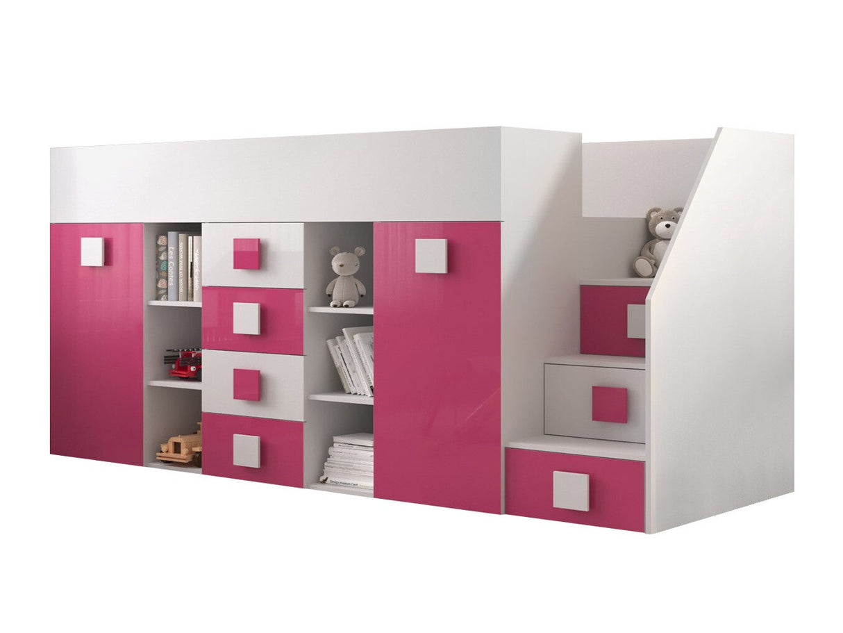 Galériaágy TOLEDO 3, Szín: Fehér + Fényes rózsaszínű + Fényes fehér, Változatok: Jobbos